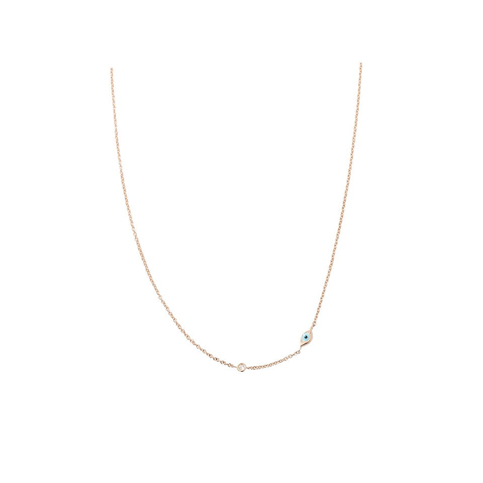 SYDNEY EVAN-Enamel Evil Eye Necklace-ROSE GOLD