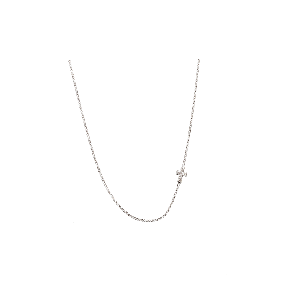 SYDNEY EVAN-Tiny Diamond Cross Necklace-WHITE GOLD