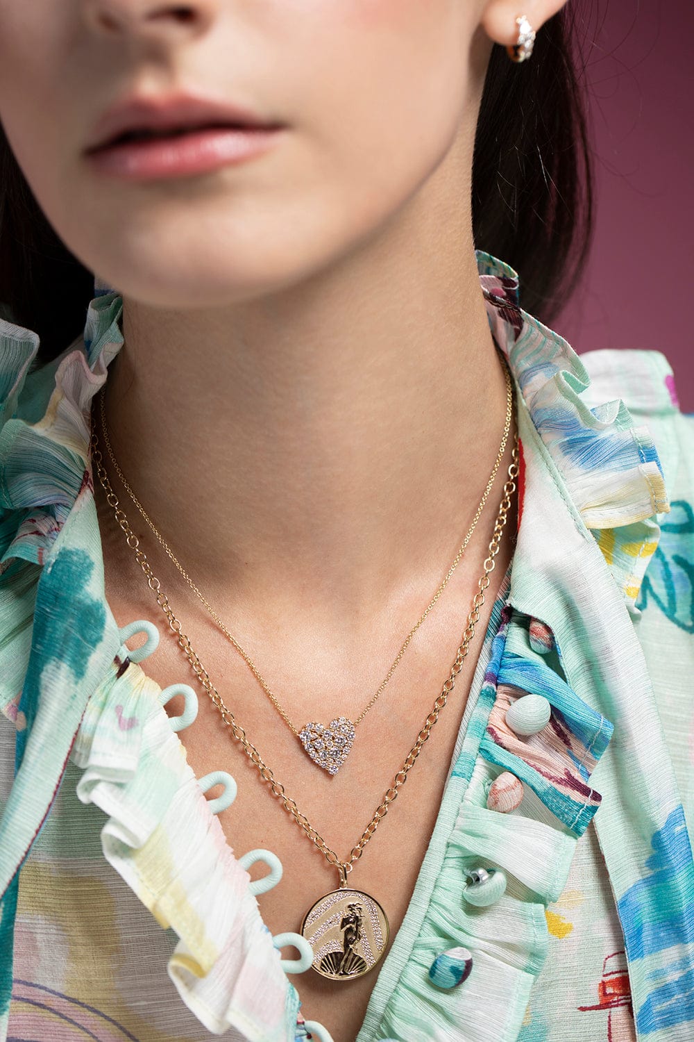 SYDNEY EVAN-Cocktail Heart Necklace-YELLOW GOLD