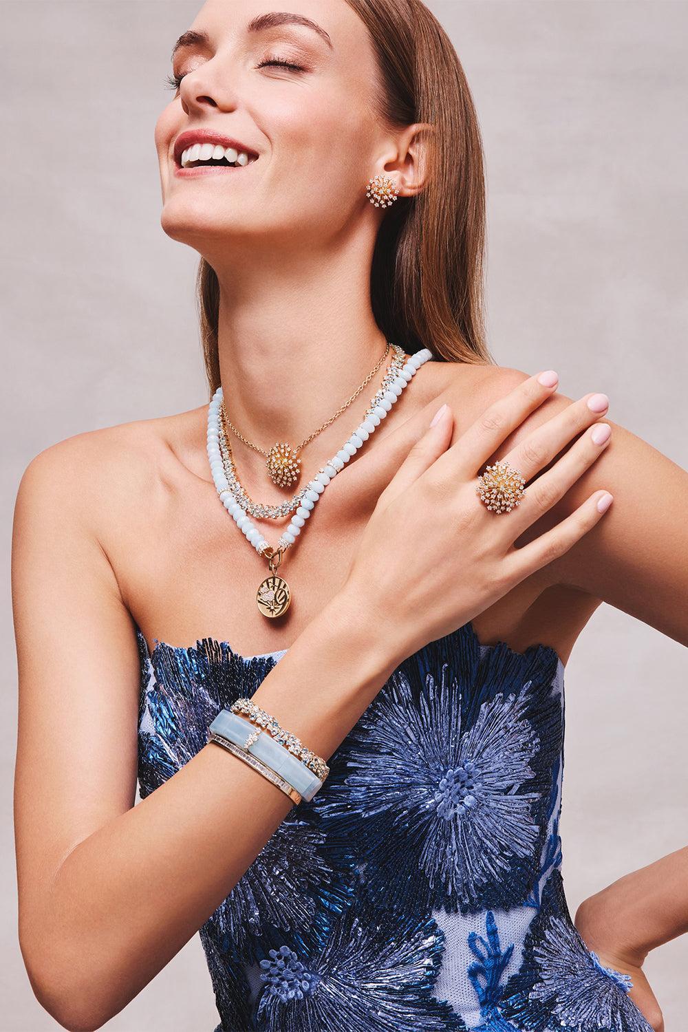 Diamond Burst Flower Earrings-YELLOW GOLD-M-JEWELRYFINE JEWELEARRING-SYDNEY EVAN