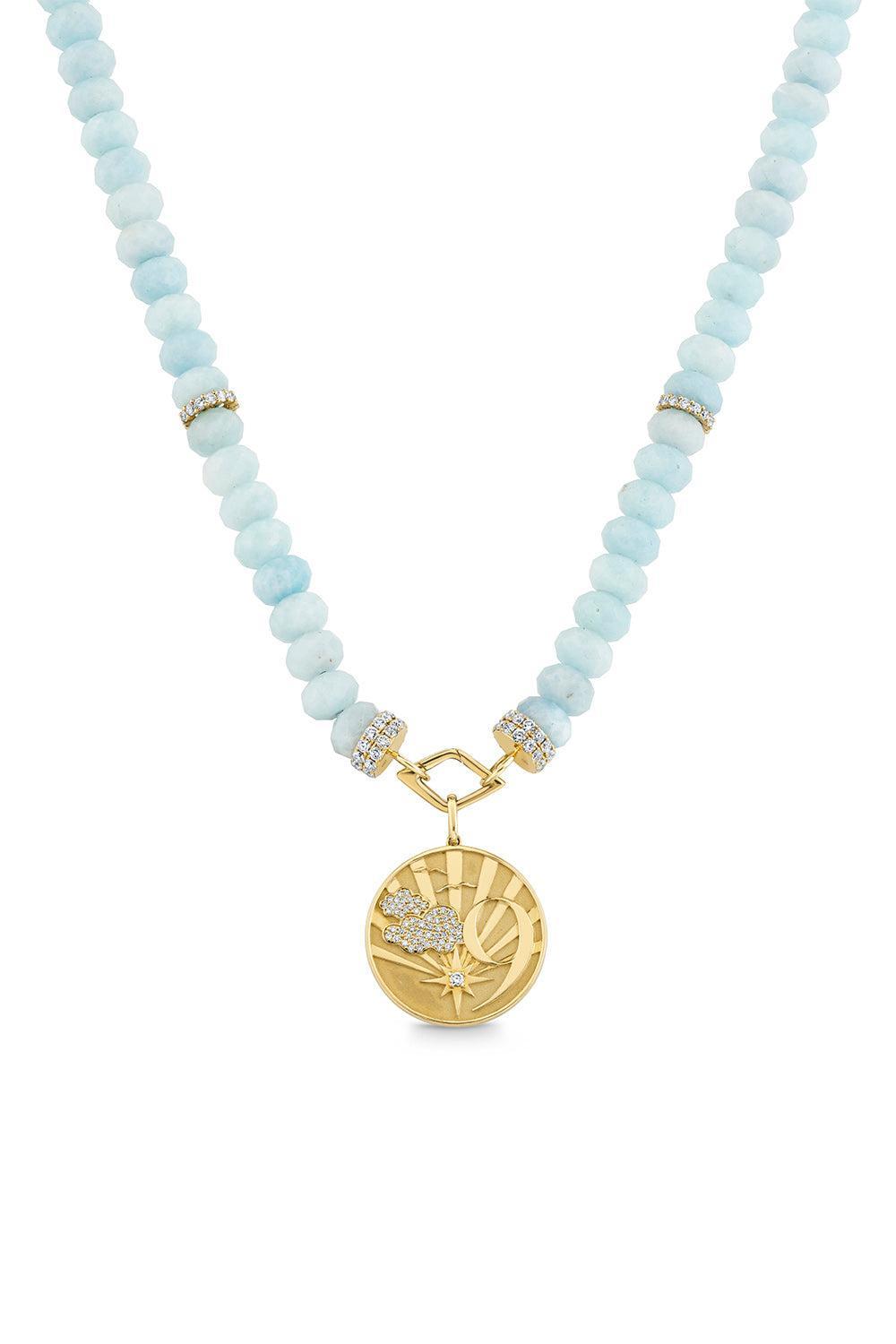 Diamond Aquamarine Beaded Pendant Necklace-YELLOW GOLD-20-JEWELRYFINE JEWELNECKLACE O-SYDNEY EVAN