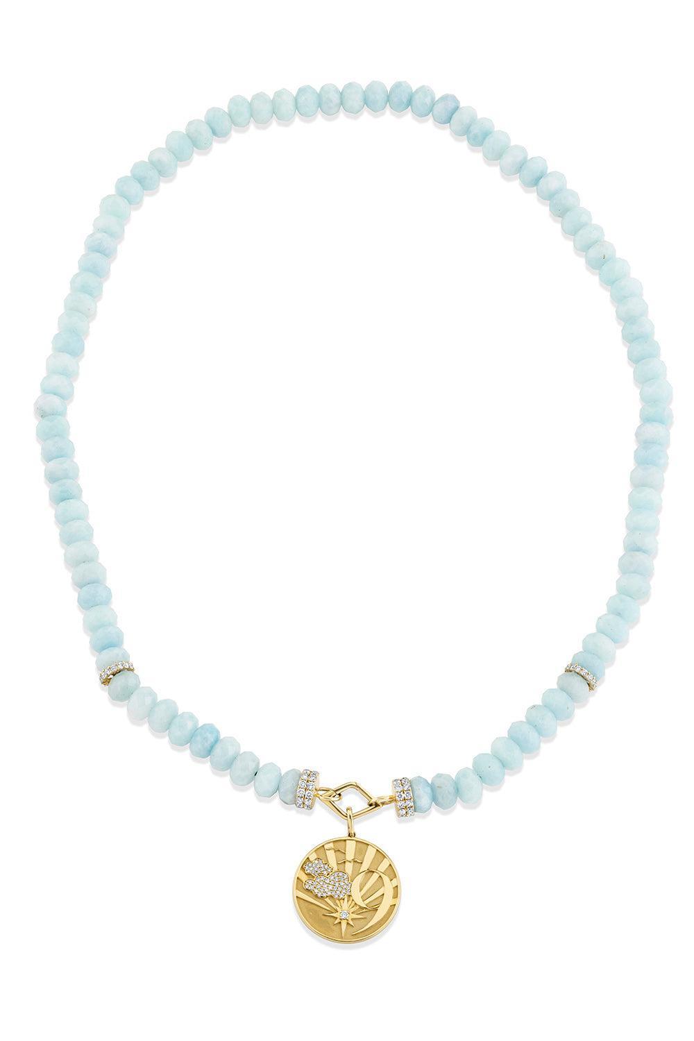 Diamond Aquamarine Beaded Pendant Necklace-YELLOW GOLD-20-JEWELRYFINE JEWELNECKLACE O-SYDNEY EVAN