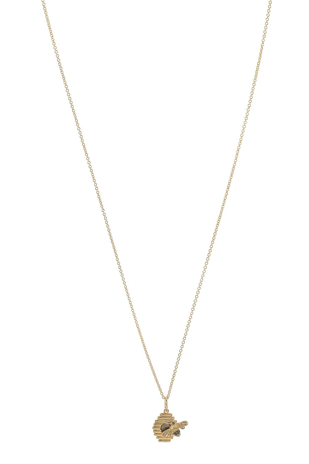 SYDNEY EVAN-Beehive Charm Necklace-YELLOW GOLD