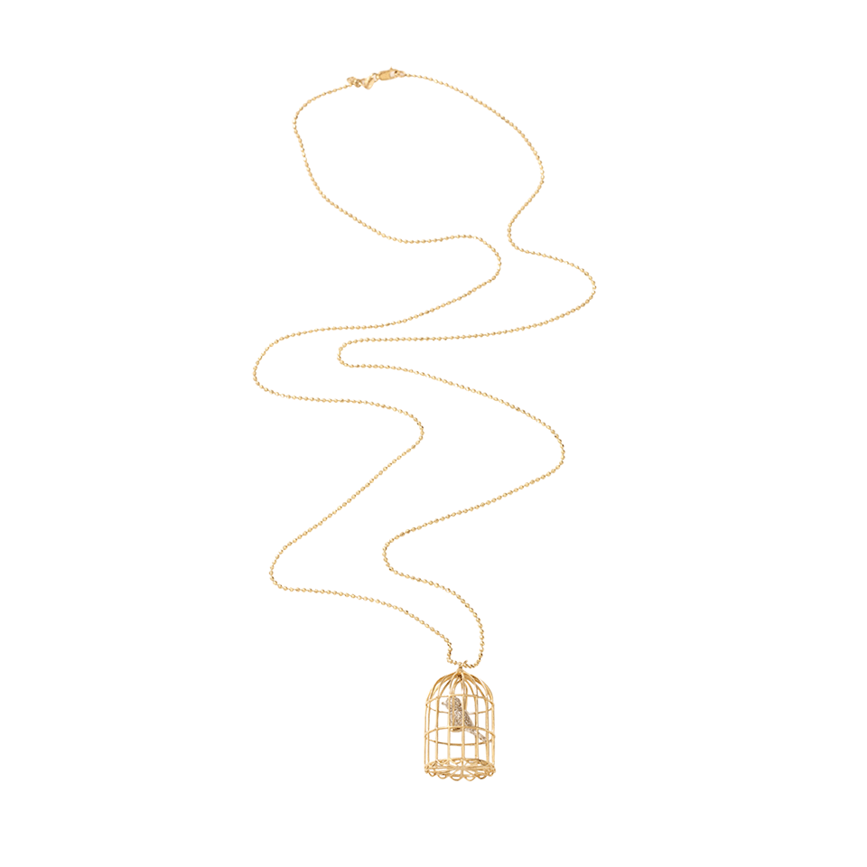 SYDNEY EVAN-Caged Albert Charm Necklace-YELLOW GOLD