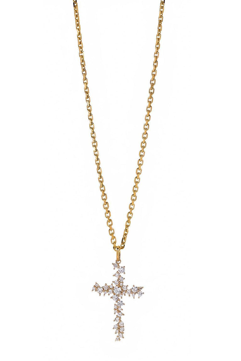Diamond Cross Charm Cocktail Necklace