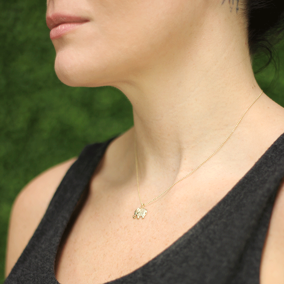 SYDNEY EVAN-Diamond Elephant Necklace-YELLOW GOLD