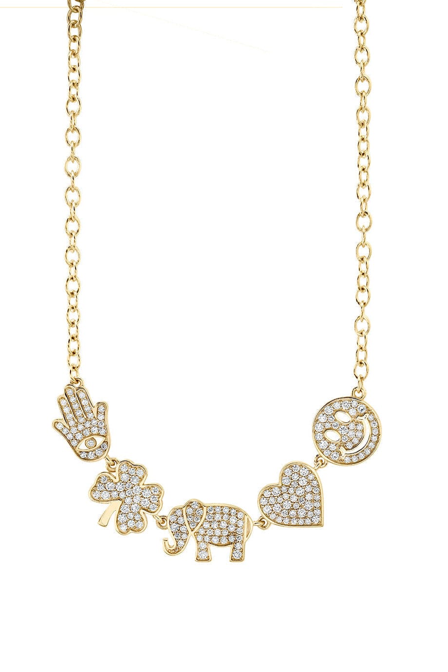 SYDNEY EVAN-Diamond Five Icon Necklace-YELLOW GOLD