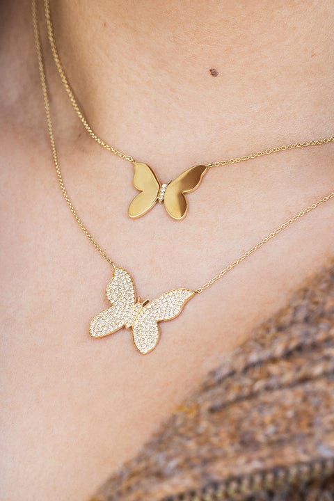 SYDNEY EVAN-Diamond Large Butterfly Necklace-YELLOW GOLD