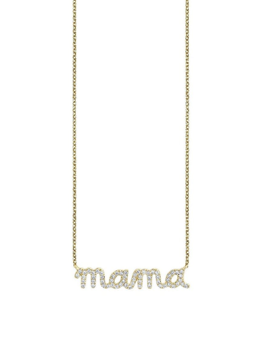 SYDNEY EVAN-Diamond Mama Script Necklace-YELLOW GOLD