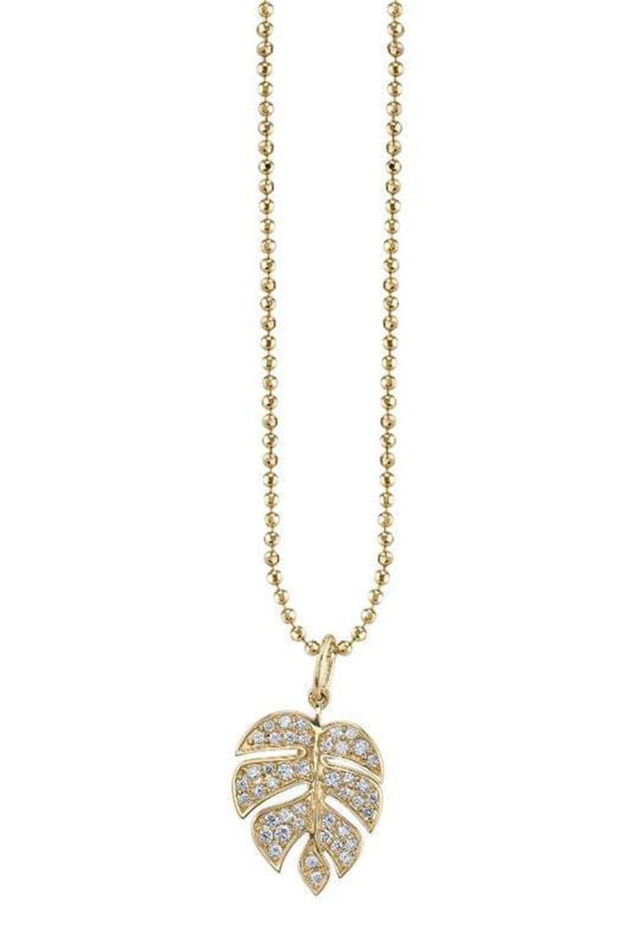 SYDNEY EVAN-Diamond Medium Monstera Leaf Necklace-YELLOW GOLD