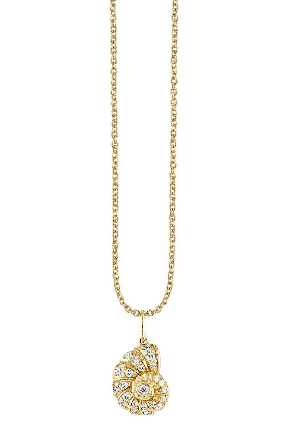 Diamond Nautilus Shell Necklace-YELLOW GOLD-JEWELRYFINE JEWELNECKLACE O-SYDNEY EVAN