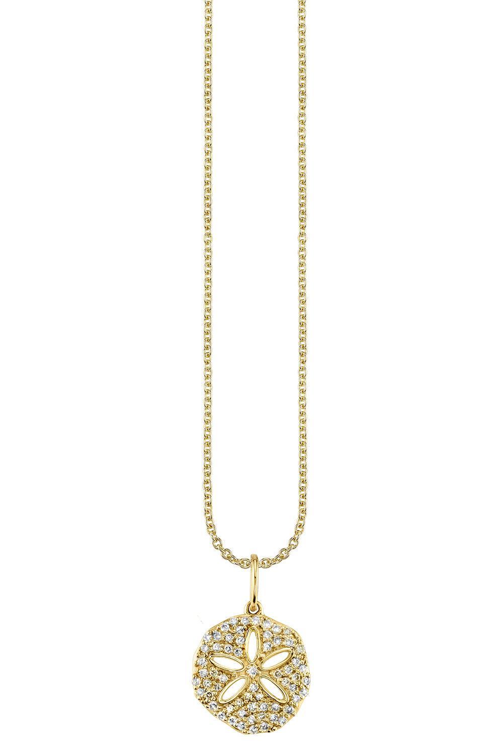 Diamond Sand Dollar Necklace-YELLOW GOLD-JEWELRYFINE JEWELNECKLACE O-SYDNEY EVAN