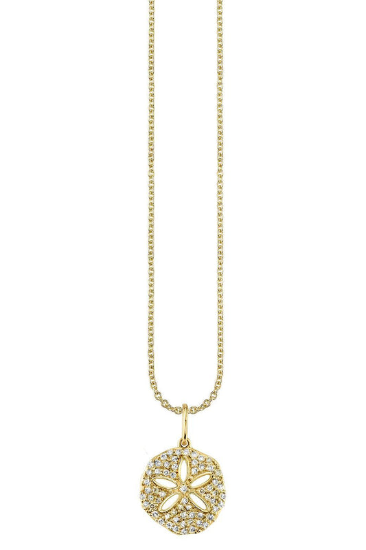 Diamond Sand Dollar Necklace-YELLOW GOLD-JEWELRYFINE JEWELNECKLACE O-SYDNEY EVAN