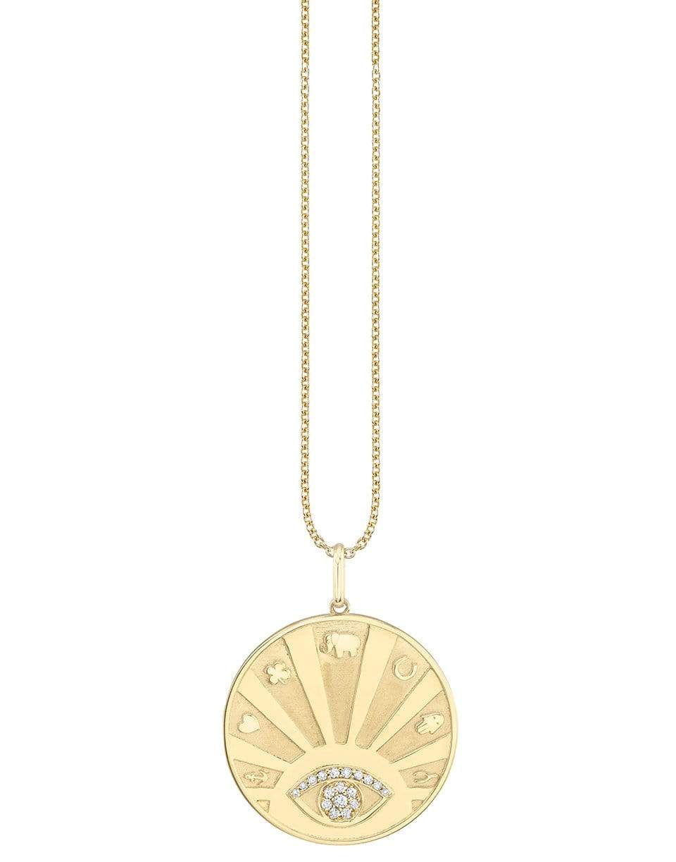 SYDNEY EVAN-Evil Eye Coin Necklace-YELLOW GOLD