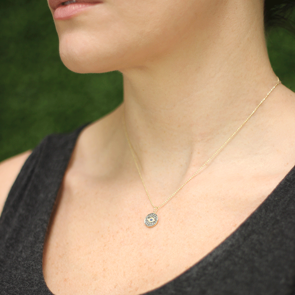 SYDNEY EVAN-Evil Eye Medallion Necklace-YELLOW GOLD
