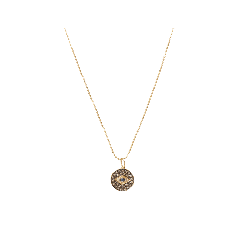 SYDNEY EVAN-Evil Eye Medallion Necklace-YELLOW GOLD