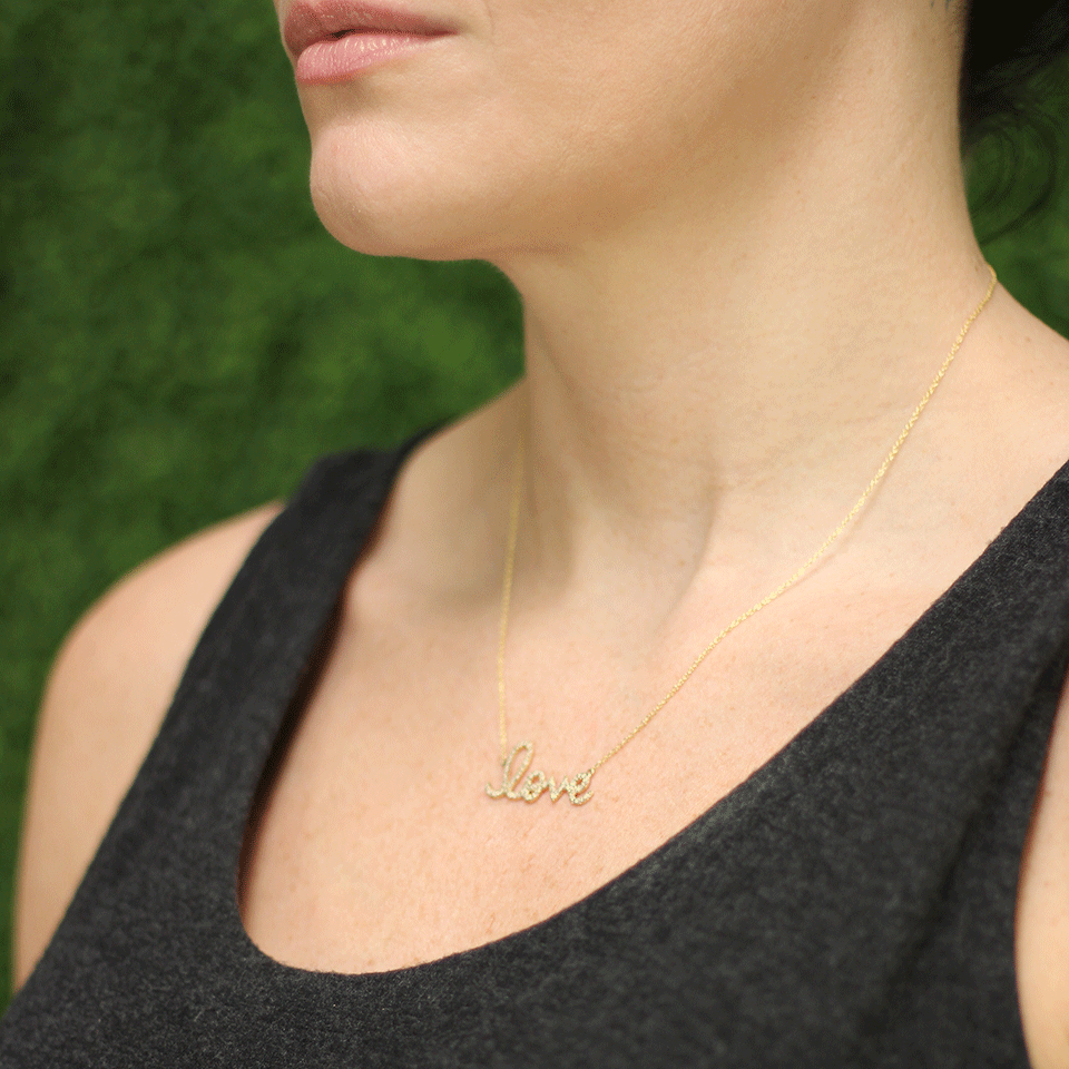 SYDNEY EVAN-Large Diamond Love Necklace-YELLOW GOLD