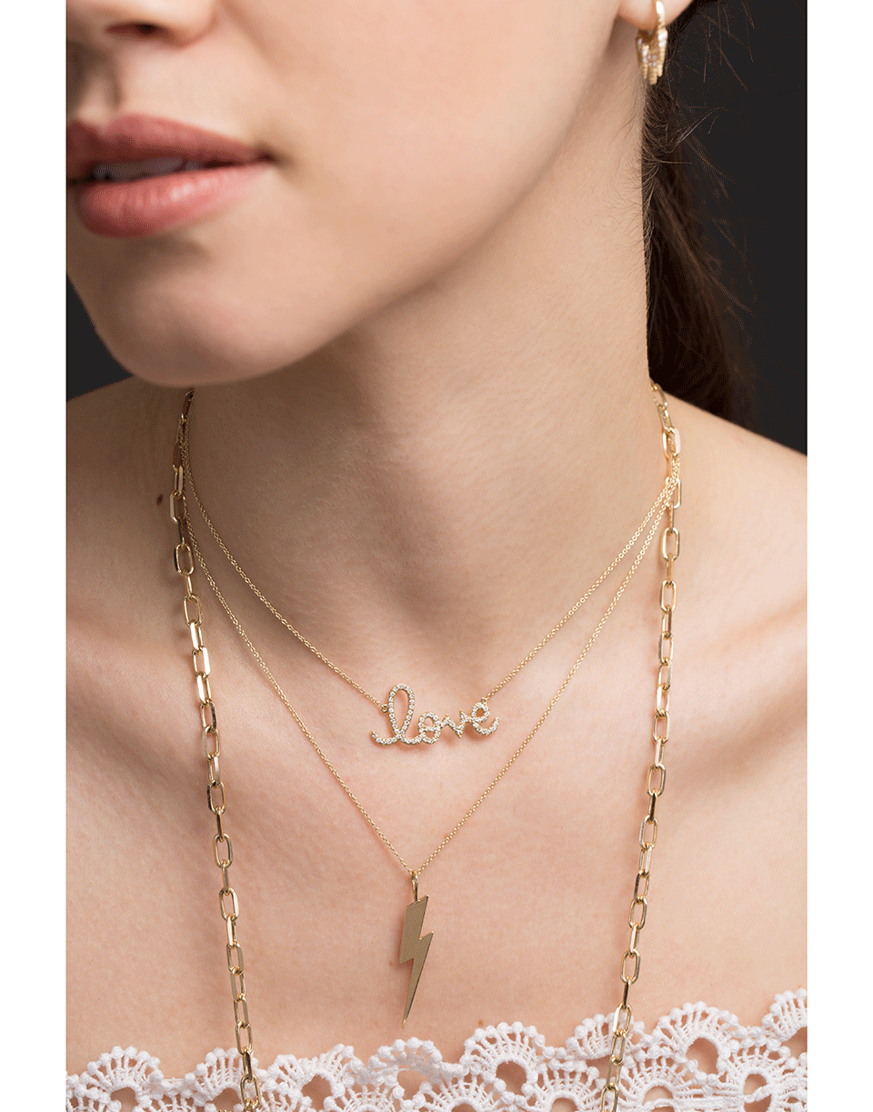 SYDNEY EVAN-Large Lightening Bolt Necklace-YELLOW GOLD