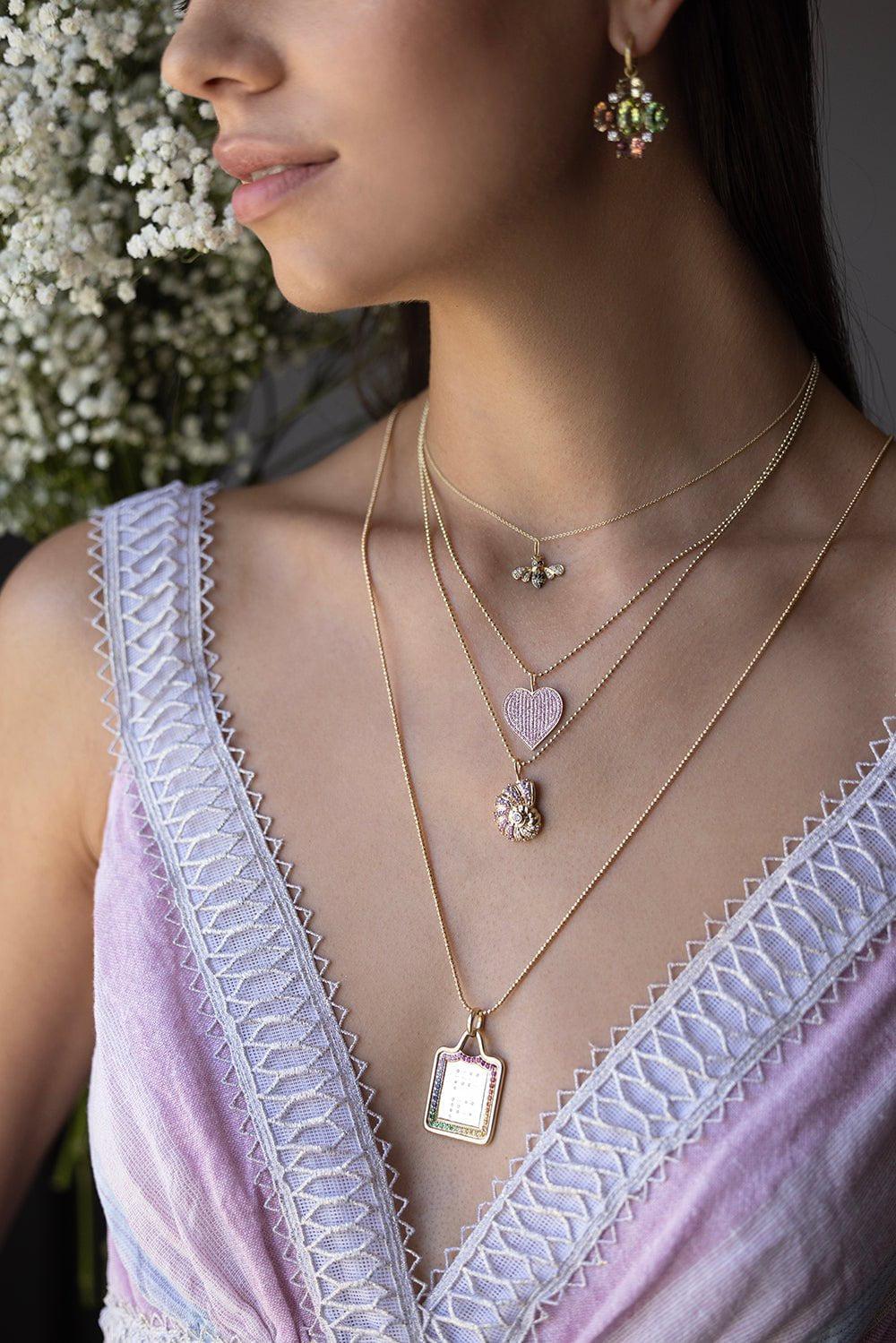 SYDNEY EVAN-Large Nautilus Shell Charm Necklace-YELLOW GOLD