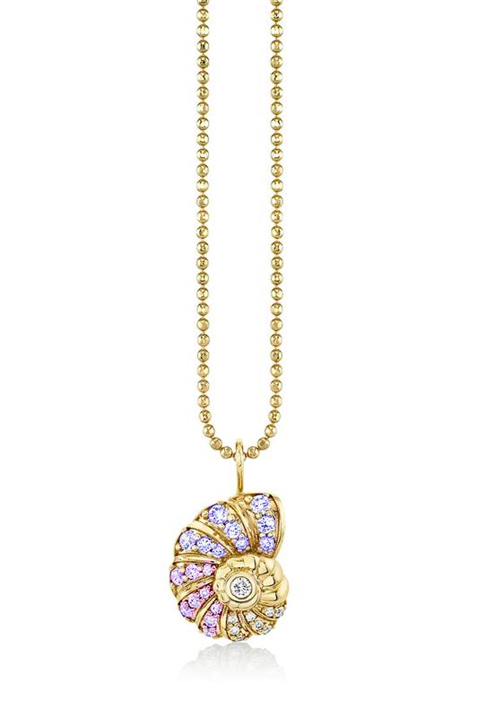 SYDNEY EVAN-Large Nautilus Shell Charm Necklace-YELLOW GOLD
