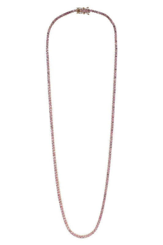Light Pink Sapphire Tennis Necklace-YELLOW GOLD-JEWELRYFINE JEWELNECKLACE O-SYDNEY EVAN