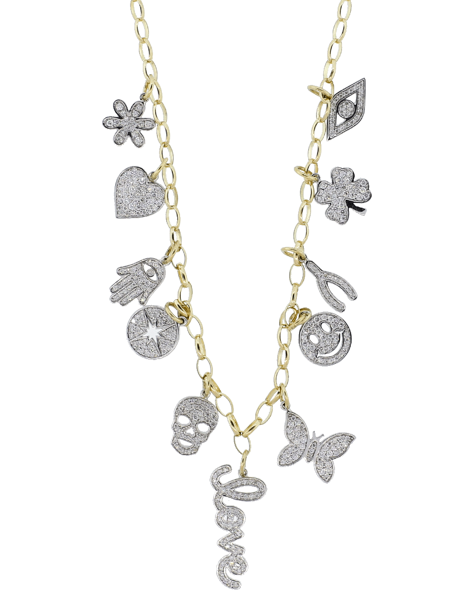 SYDNEY EVAN-Mini Pave Charm Necklace-YELLOW GOLD