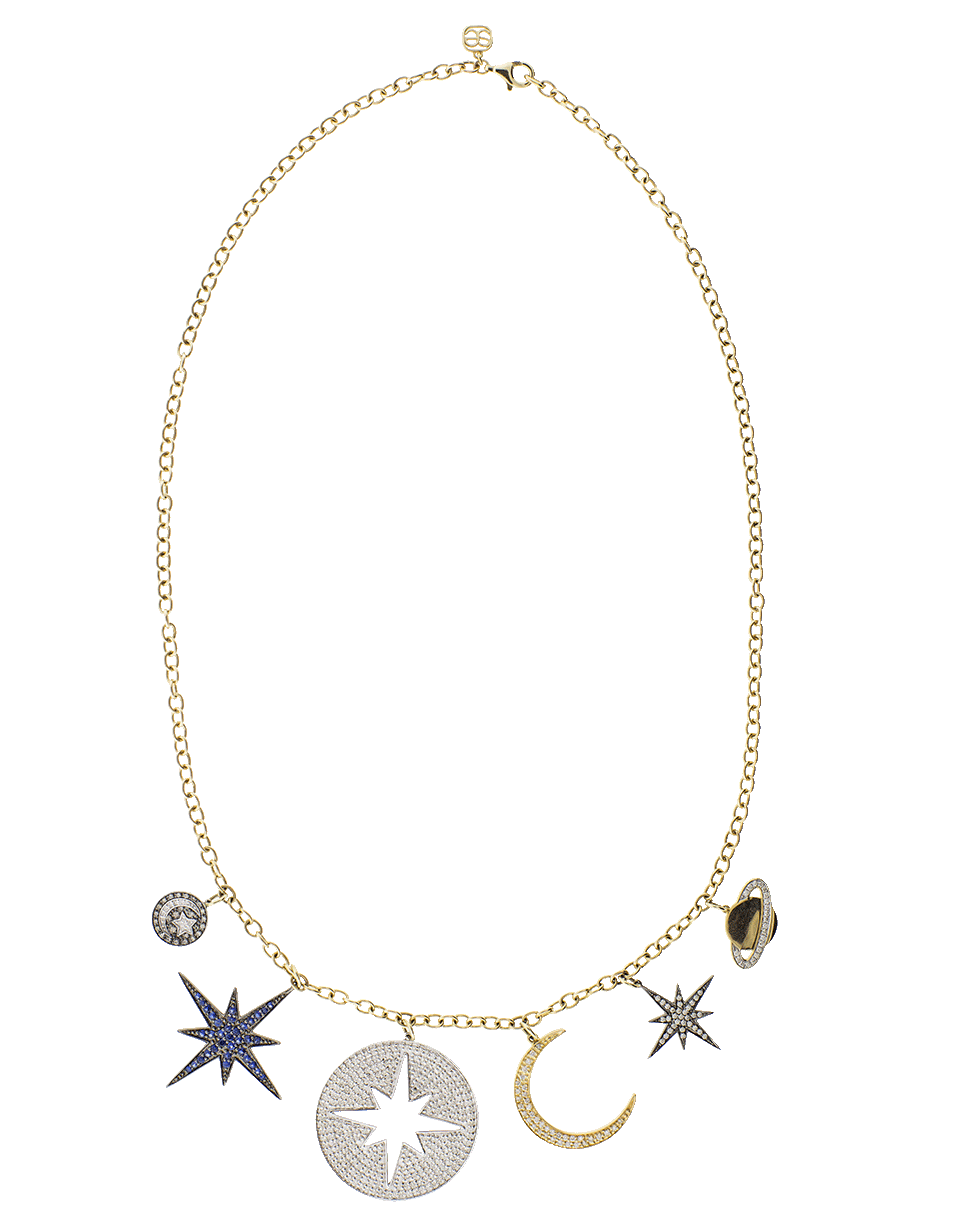 SYDNEY EVAN-Pave Moon Charm Necklace-YELLOW GOLD