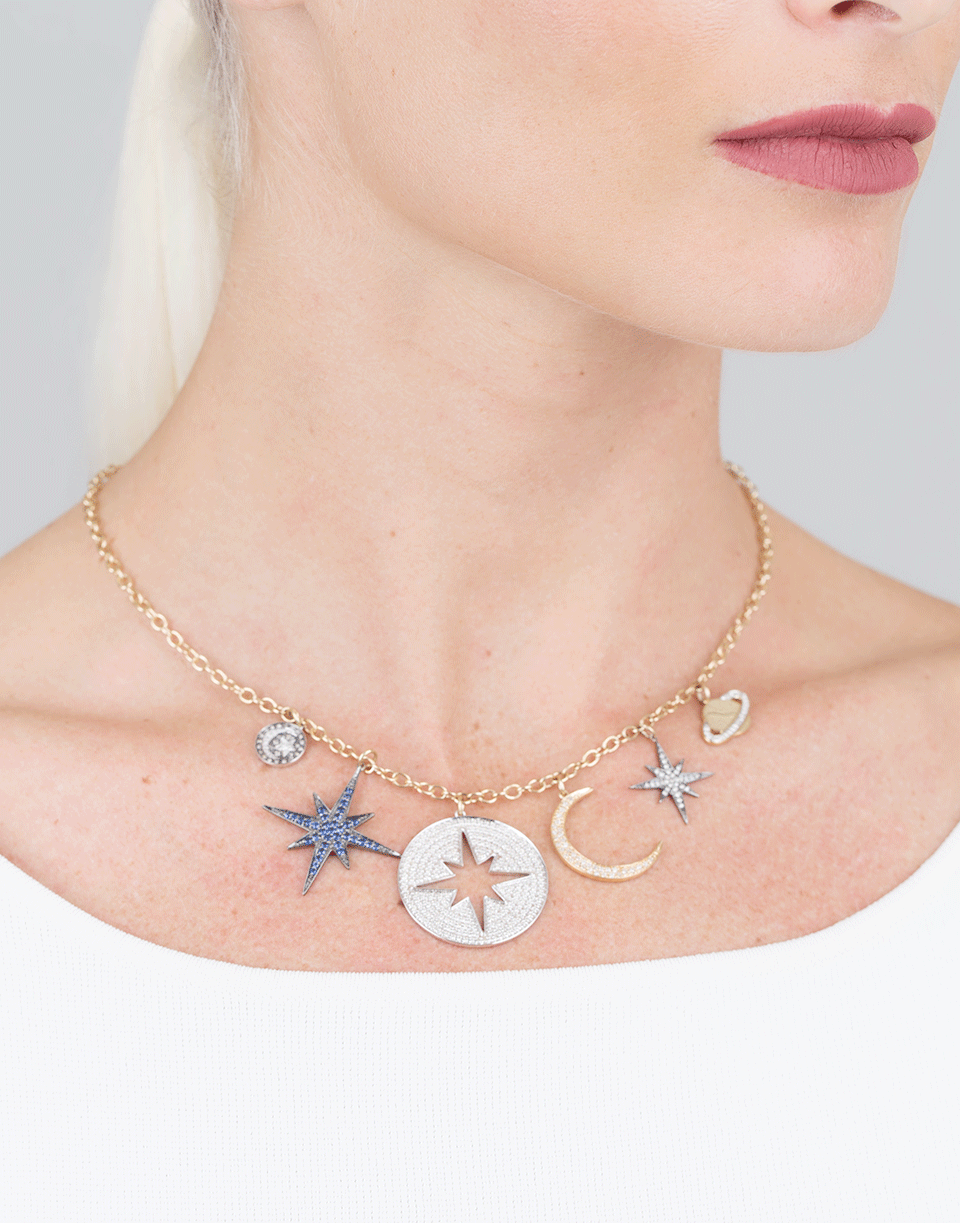 SYDNEY EVAN-Pave Moon Charm Necklace-YELLOW GOLD