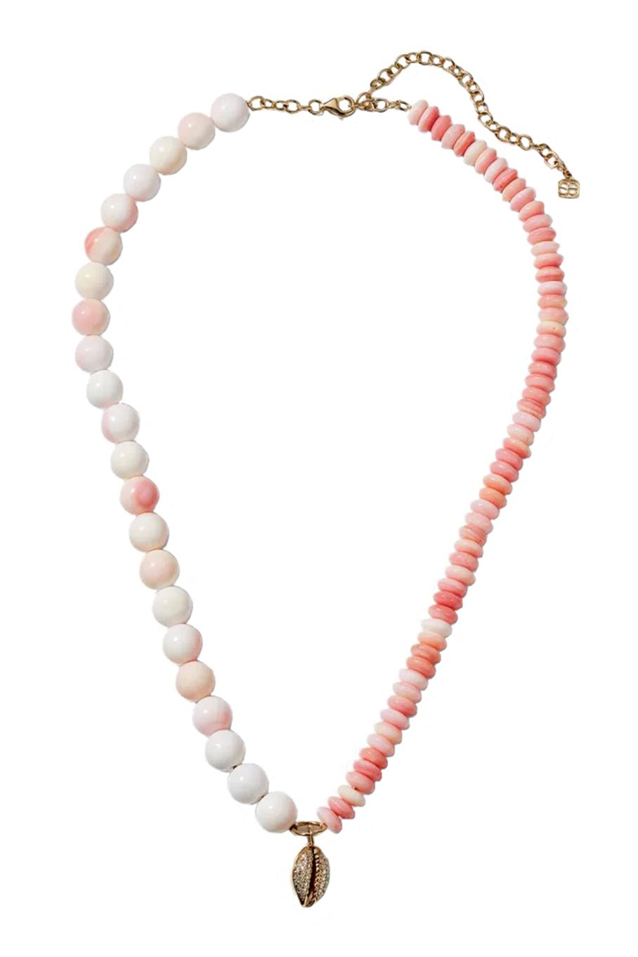 SYDNEY EVAN-Pink Conch Combo Bead Necklace-YELLOW GOLD