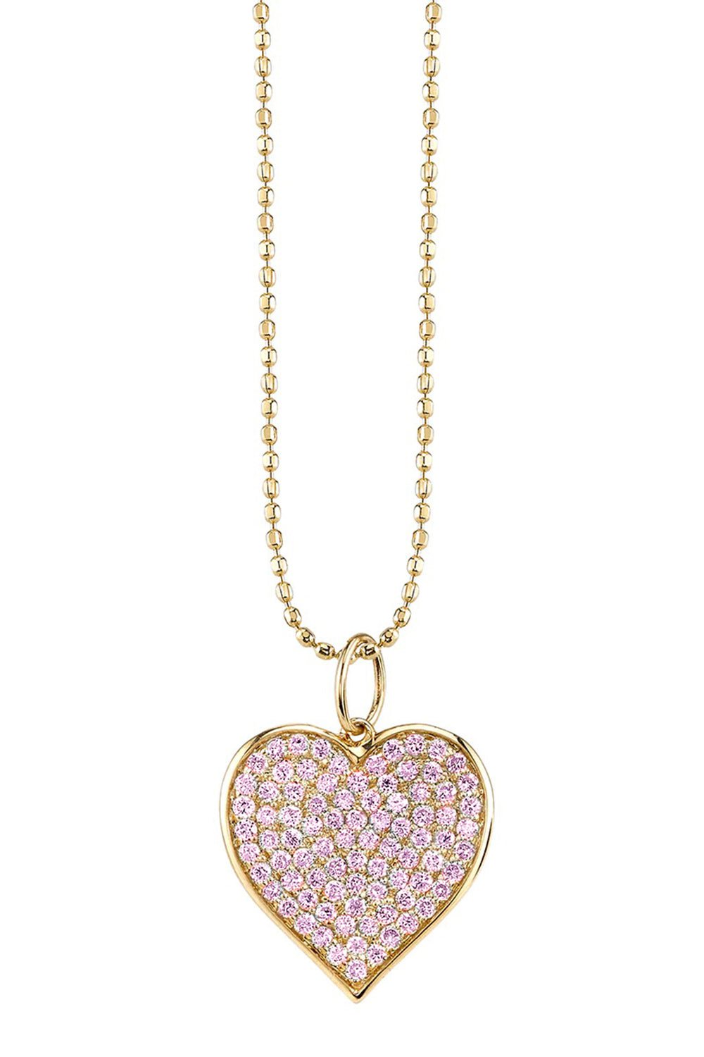 SYDNEY EVAN-Pink Sapphire Heart Charm Necklace-YELLOW GOLD