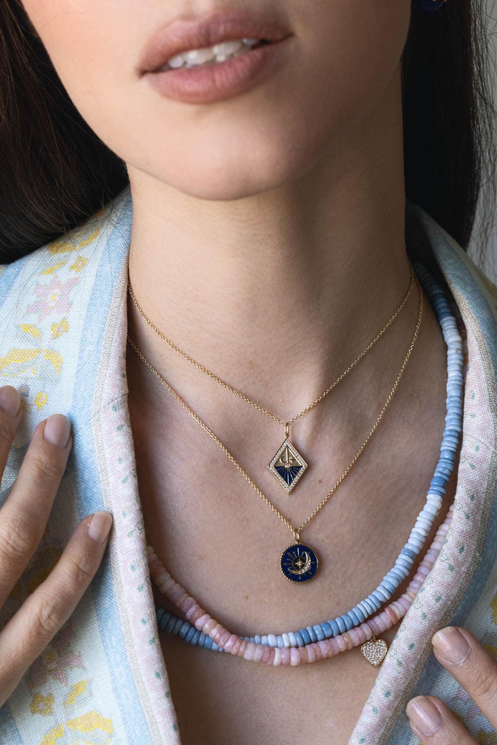 SYDNEY EVAN-Sun Moon Medallion Necklace-YELLOW GOLD