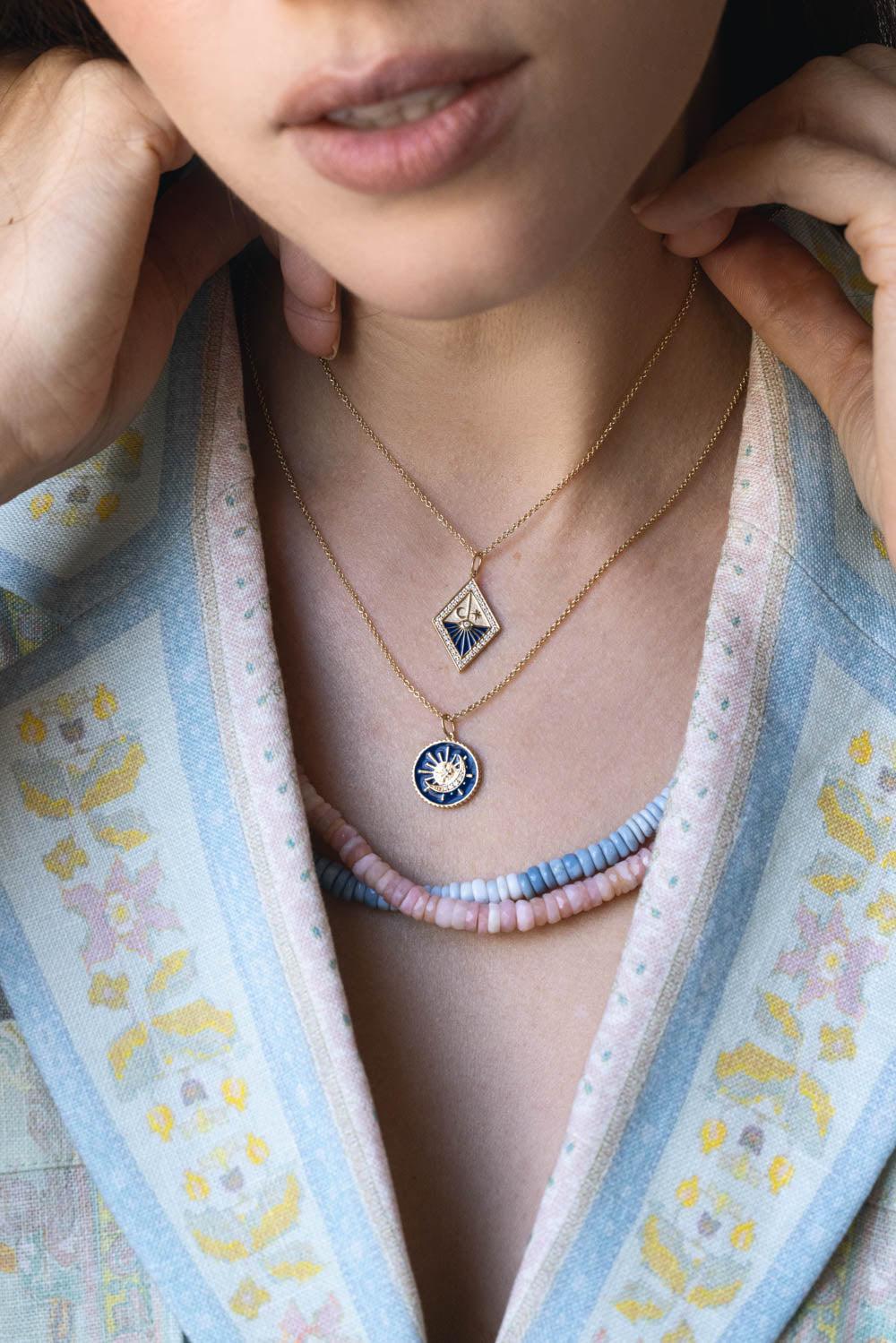 SYDNEY EVAN-Sun Moon Medallion Necklace-YELLOW GOLD