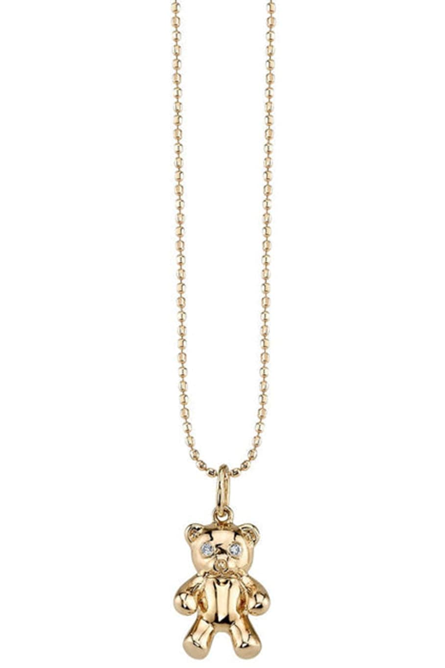 SYDNEY EVAN-Teddy Bear Pendant Necklace-YELLOW GOLD