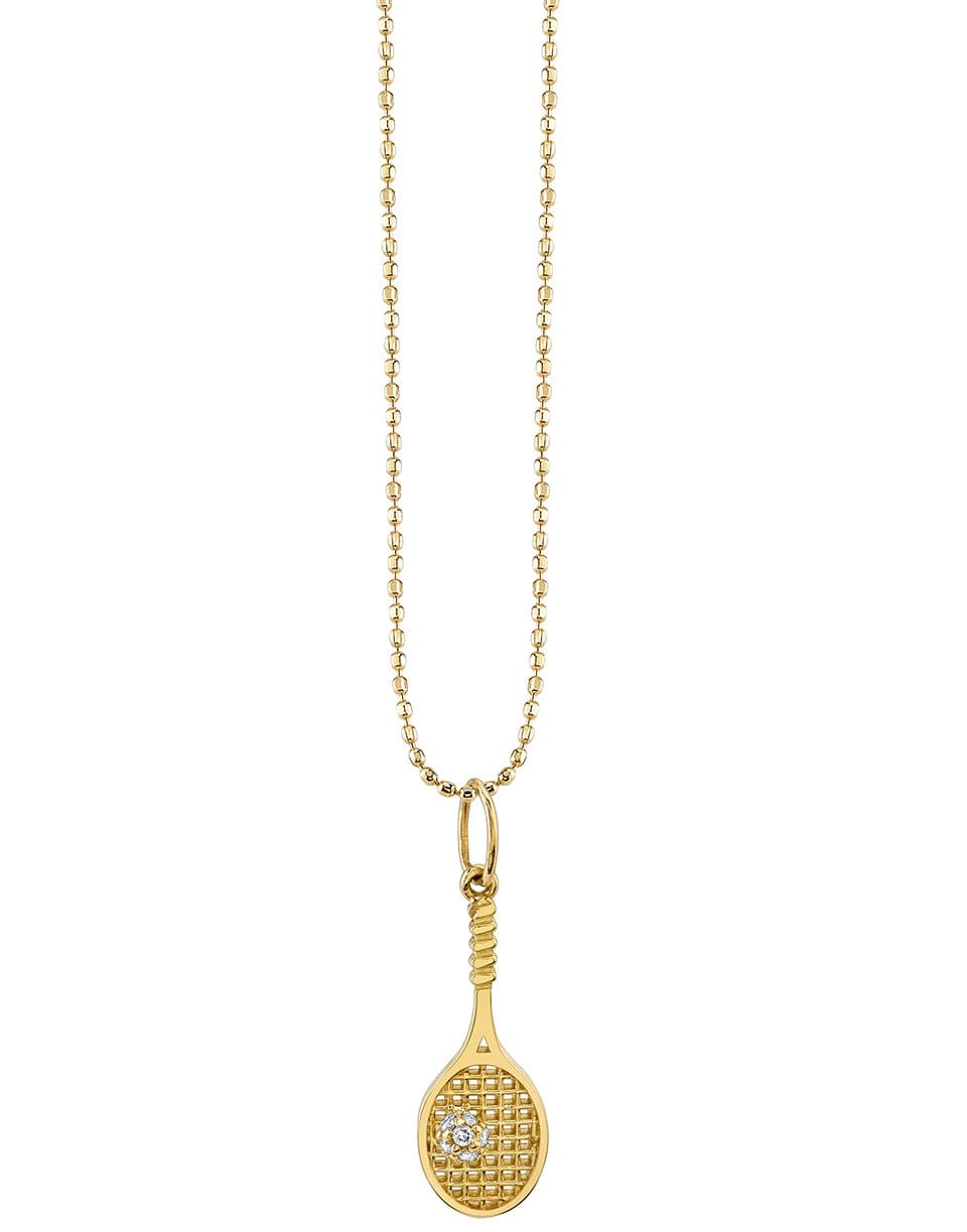 SYDNEY EVAN-Tennis Raquet Pendant Necklace-YELLOW GOLD