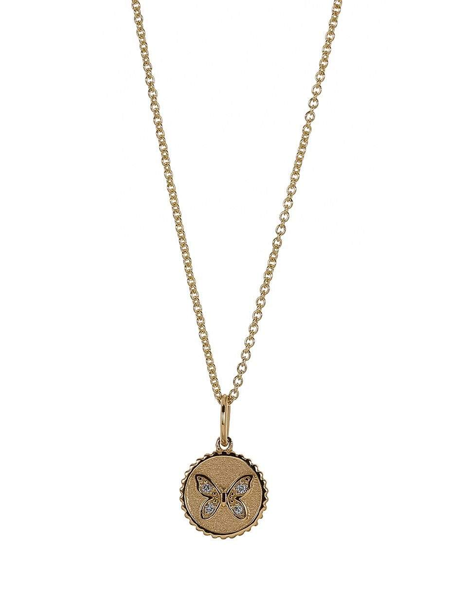 SYDNEY EVAN-Tiny Butterfly Coin Necklace-YELLOW GOLD