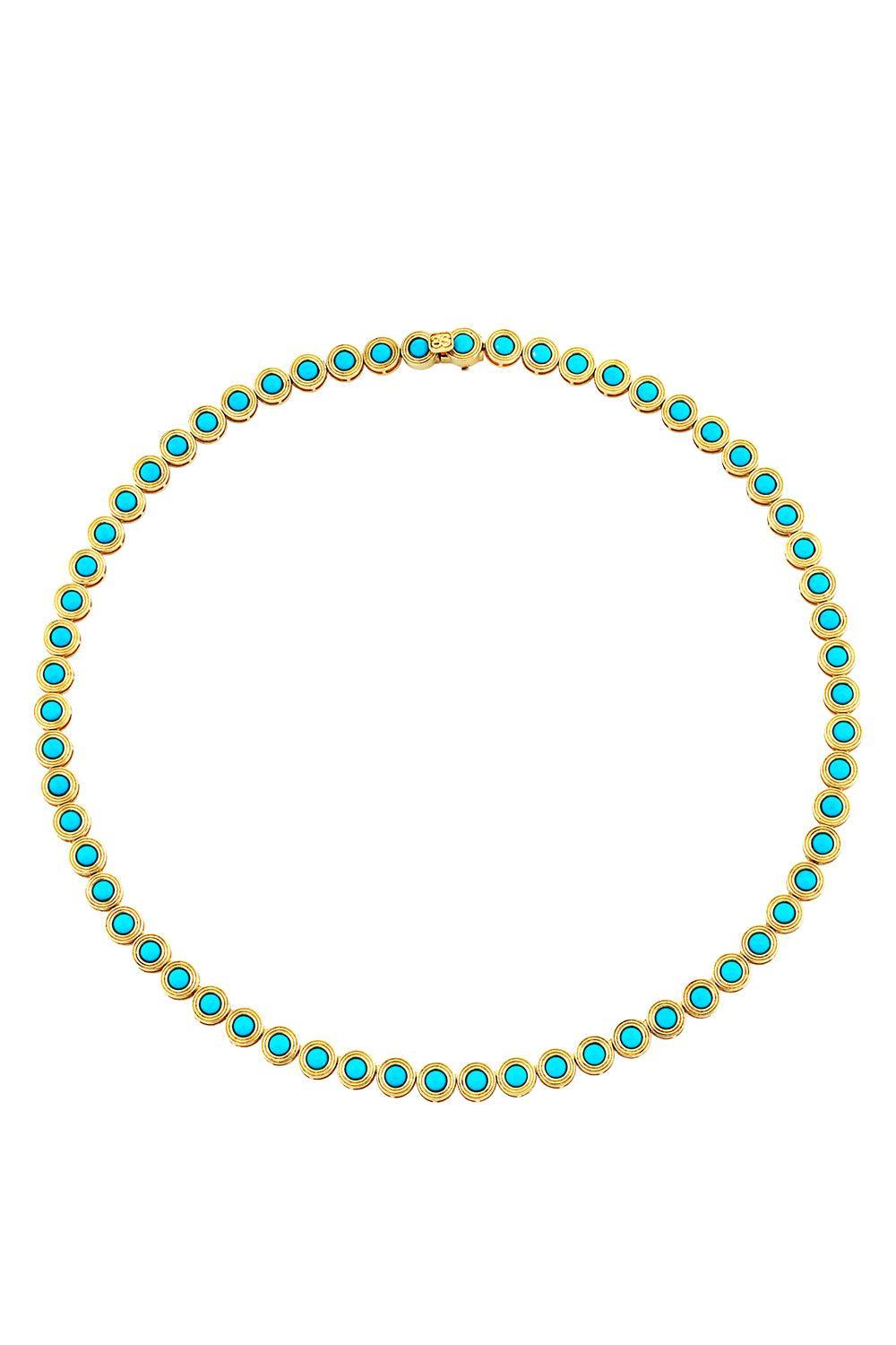 Turquoise Fluted Eternity Necklace-YELLOW GOLD-JEWELRYFINE JEWELNECKLACE O-SYDNEY EVAN