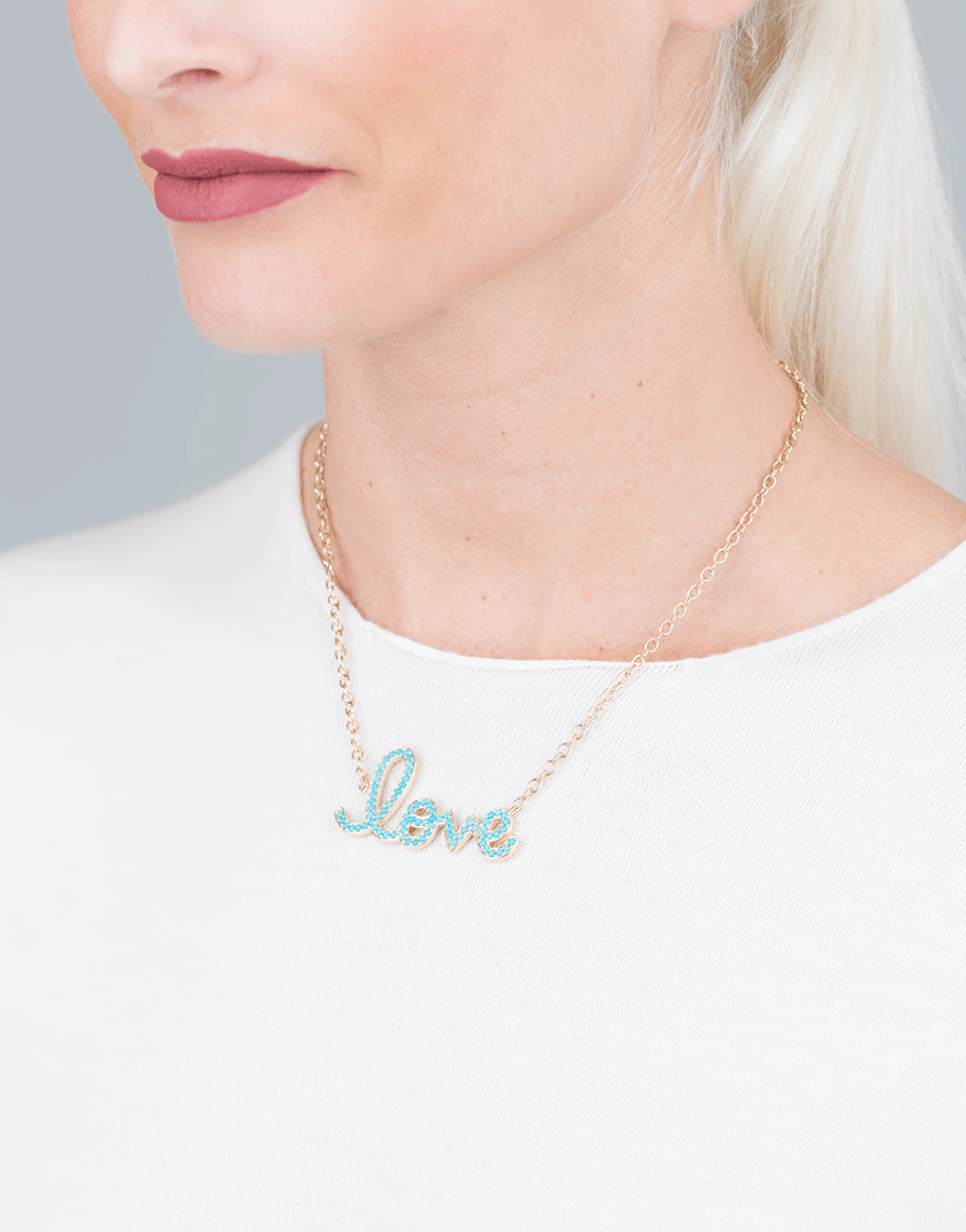 SYDNEY EVAN-Turquoise Love Necklace-YELLOW GOLD