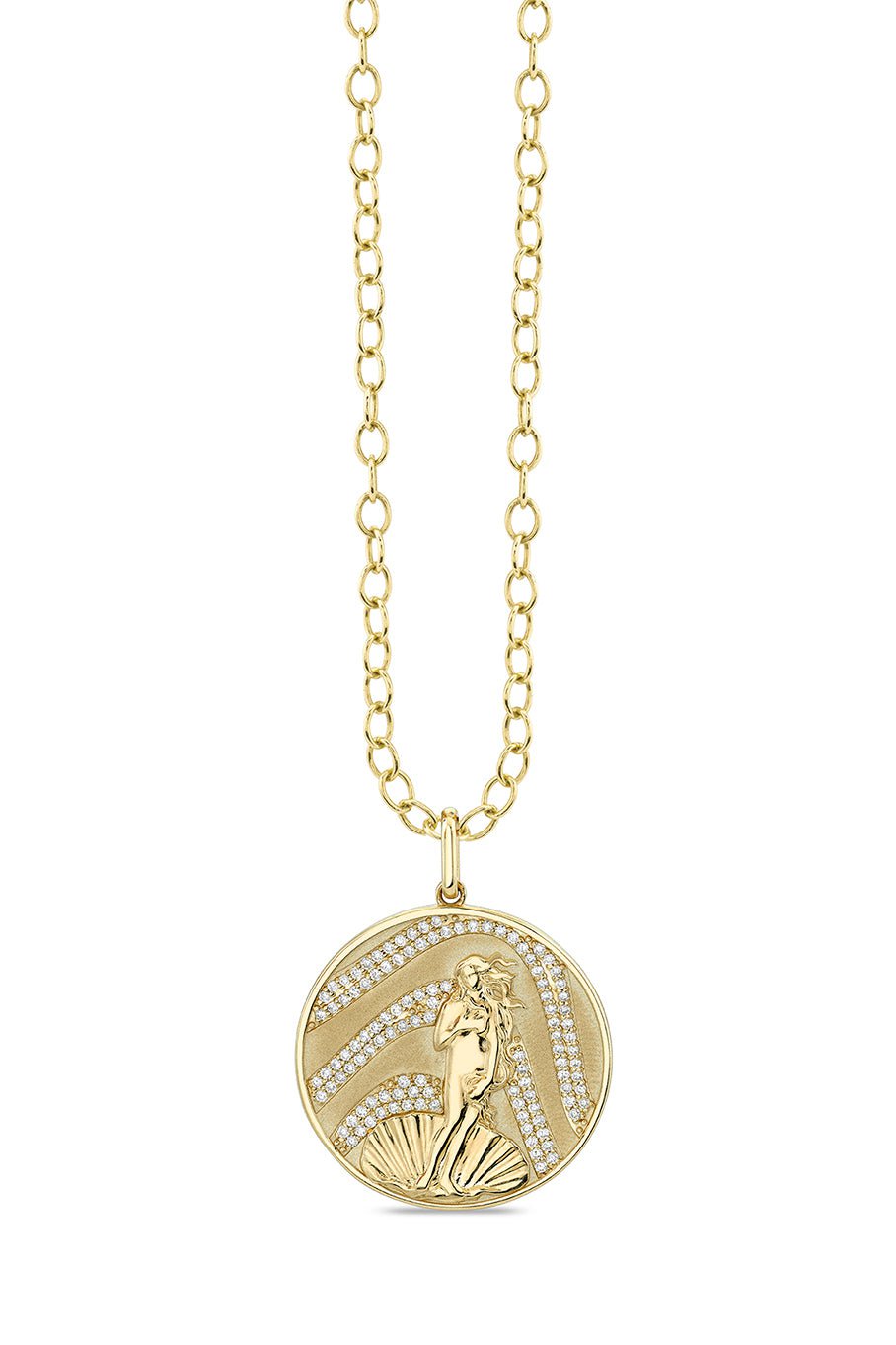 SYDNEY EVAN-Venus Coin Pendant Necklace-YELLOW GOLD