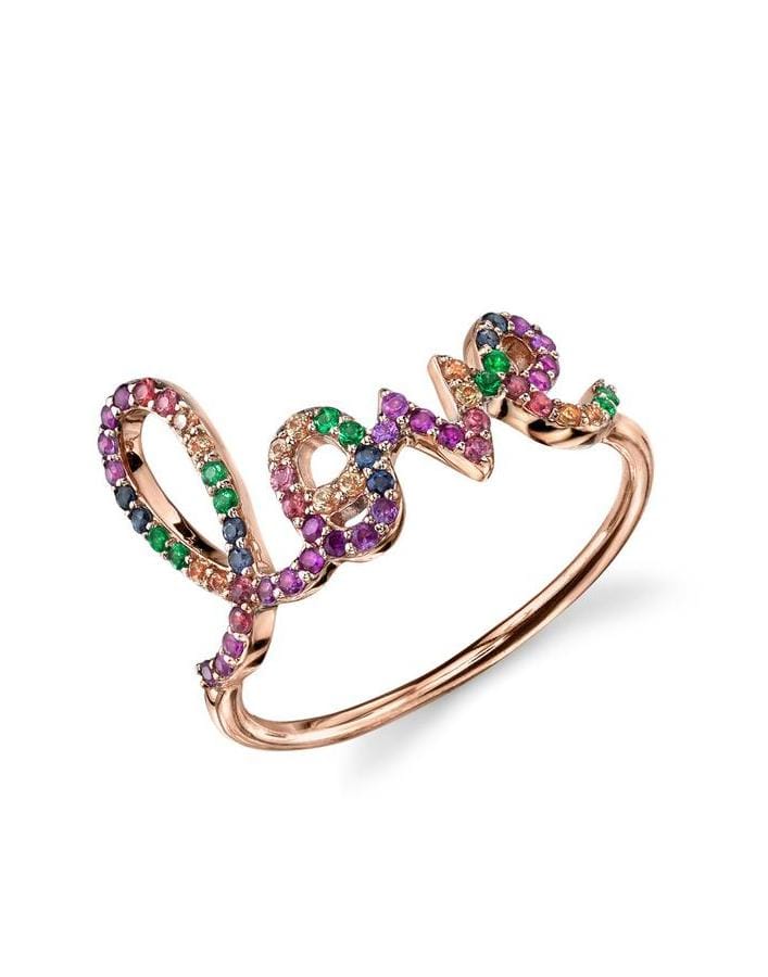SYDNEY EVAN-Rose Gold Rainbow Large Love Ring-ROSE GOLD