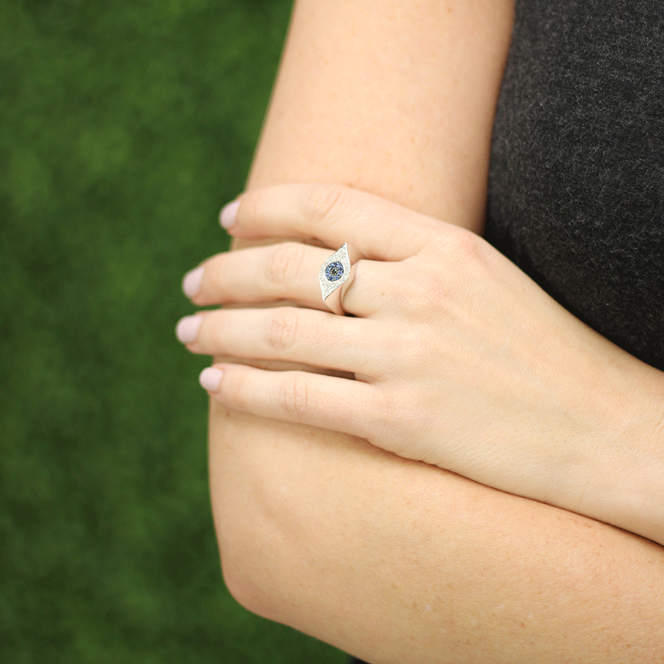 SYDNEY EVAN-Evil Eye Diamond Ring-WHITE GOLD