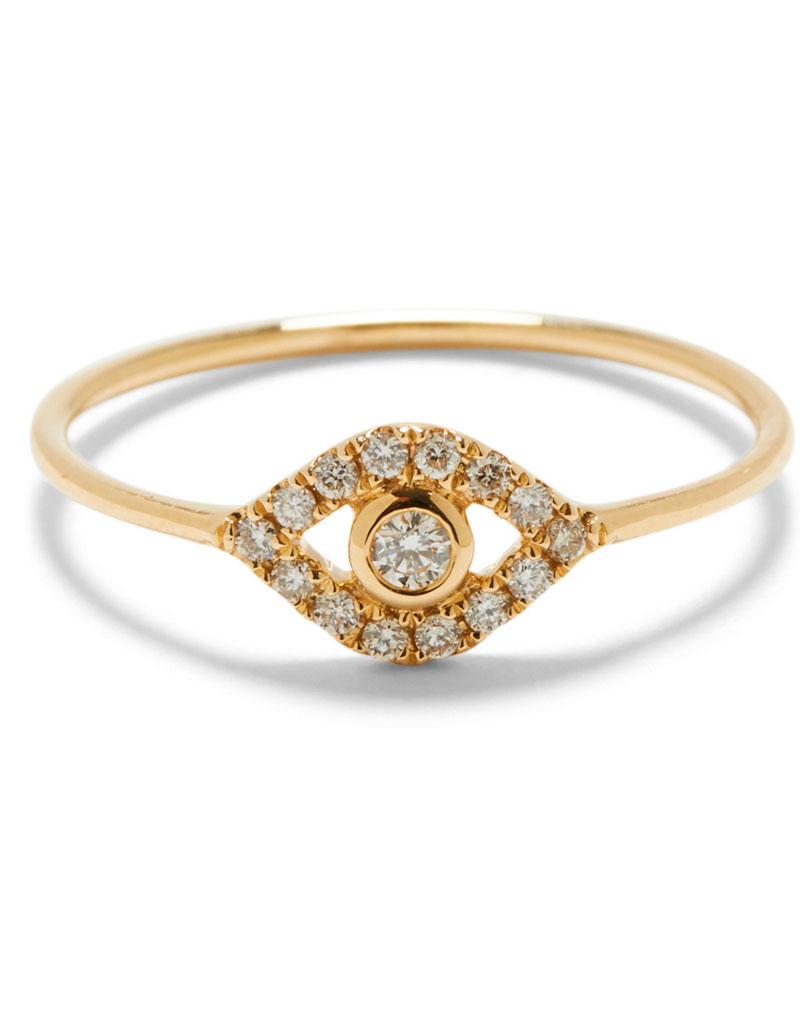 SYDNEY EVAN-Diamond Bezel Evil Eye Ring-YELLOW GOLD