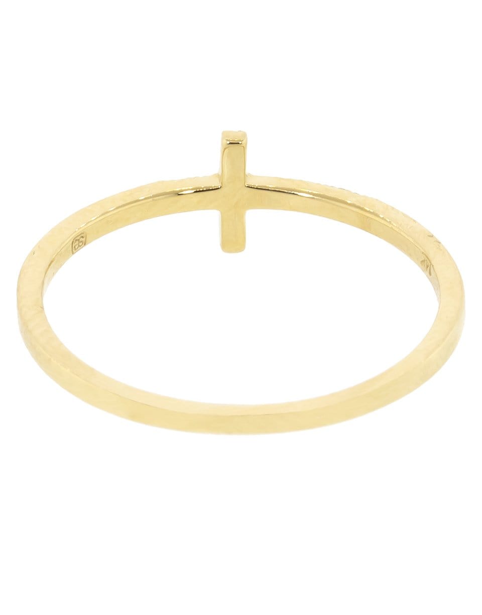 SYDNEY EVAN-Elongated Bent Cross Ring-YELLOW GOLD