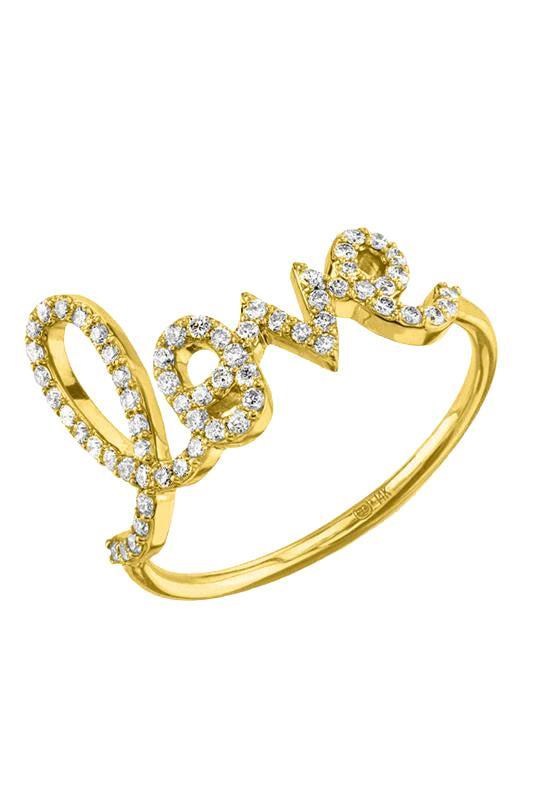 Large Diamond Love Script Ring-YELLOW GOLD-6.5-JEWELRYFINE JEWELRING-SYDNEY EVAN