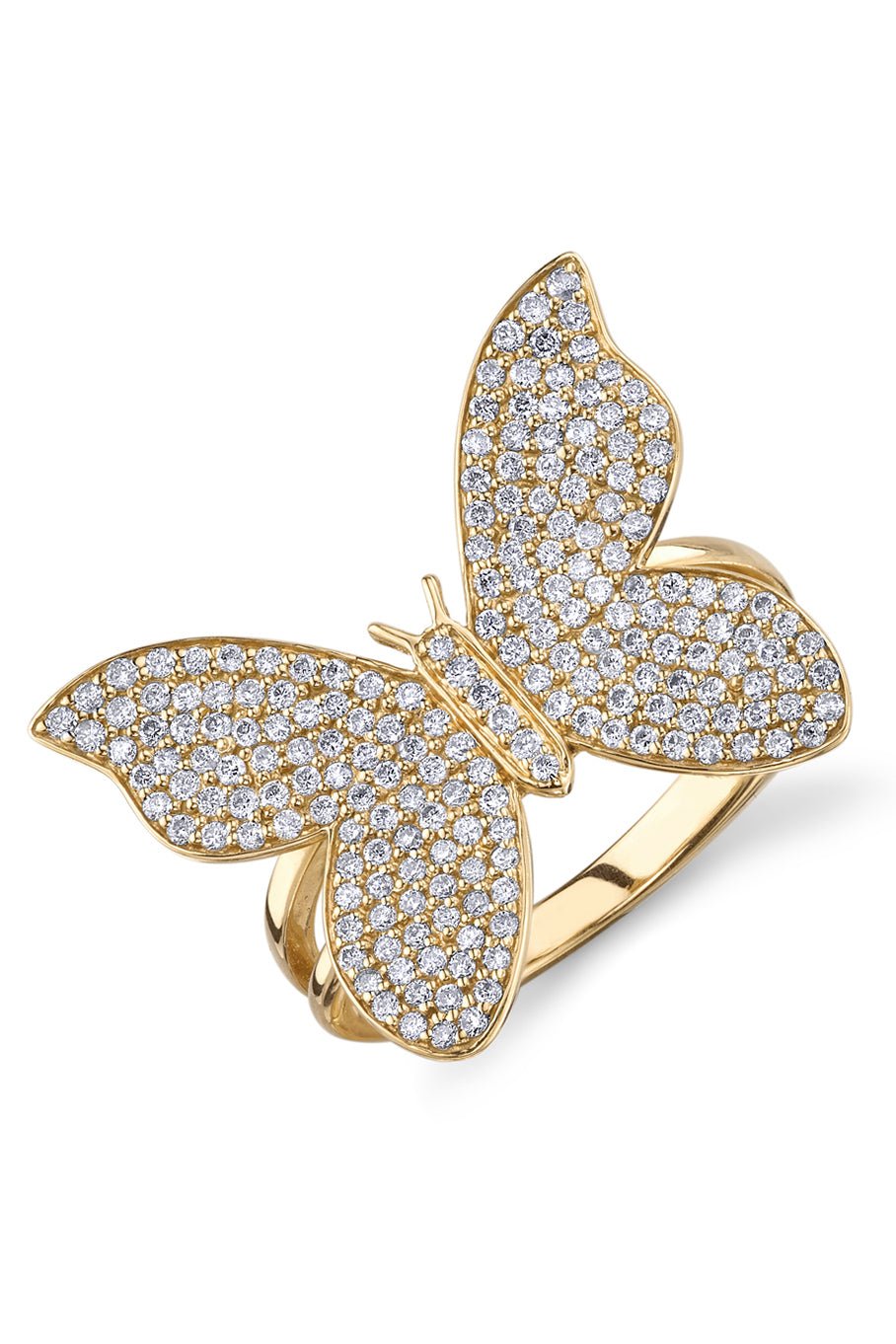 SYDNEY EVAN-Large Pave Butterfly Ring-YELLOW GOLD