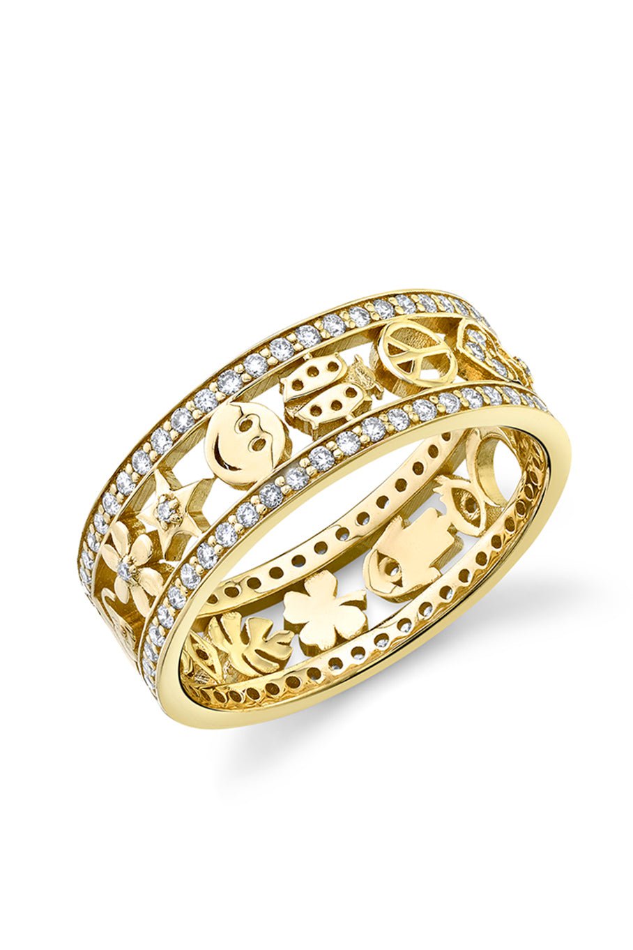 SYDNEY EVAN-Pave Diamond Open Icon Ring-YELLOW GOLD