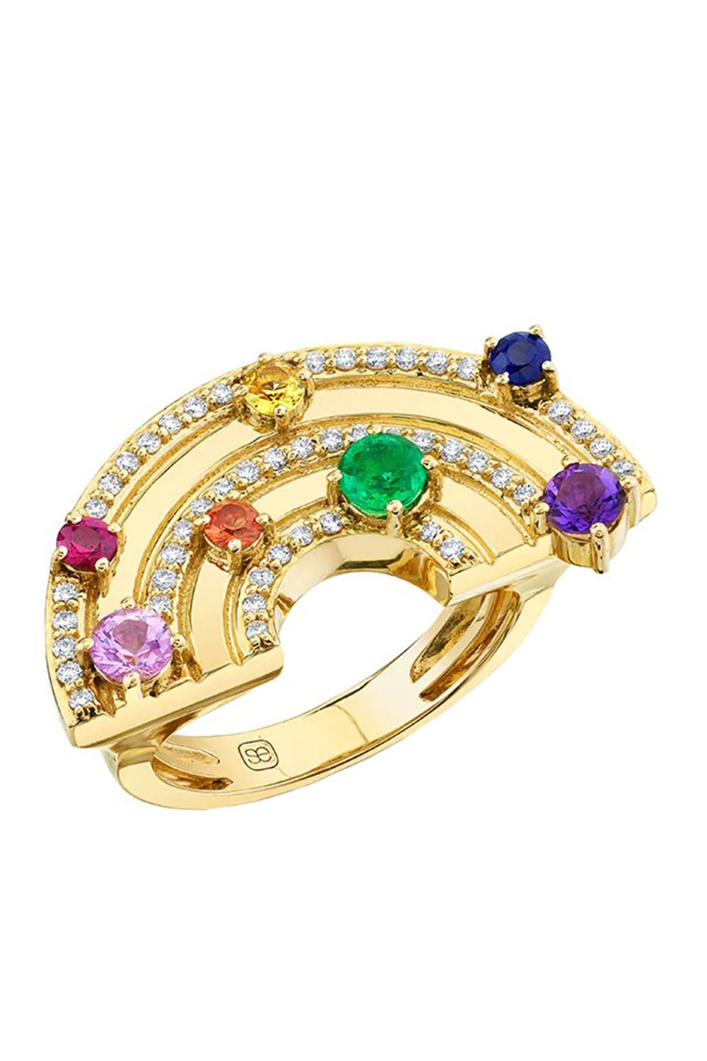 SYDNEY EVAN-Rainbow Block Ring-YELLOW GOLD