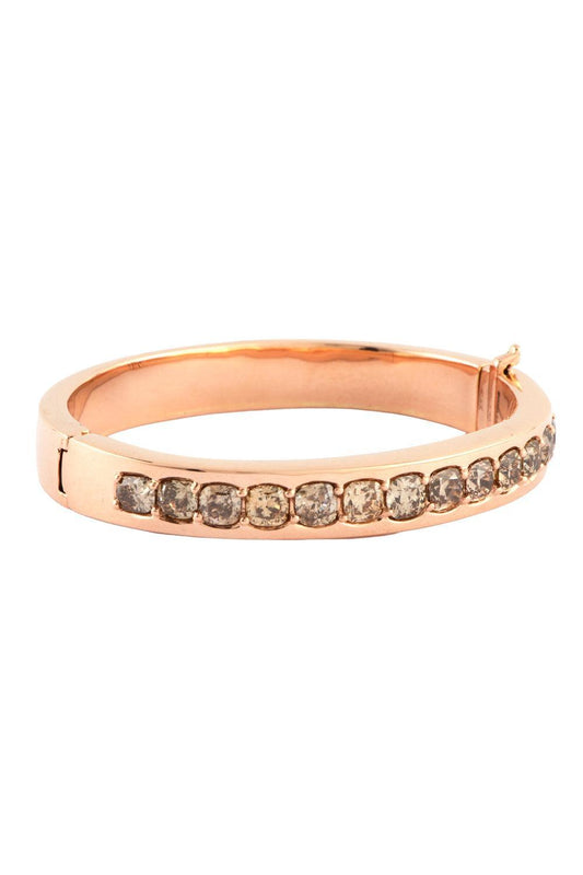 Champagne Diamond Cushion-Cut Bangle Bracelet-ROSE GOLD-7.5-JEWELRYFINE JEWELBRACELET O-SYLVA & CIE