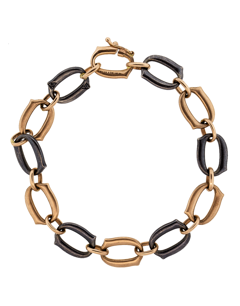 SYLVA & CIE-Black Diamond Oval Link Bracelet-ROSE GOLD