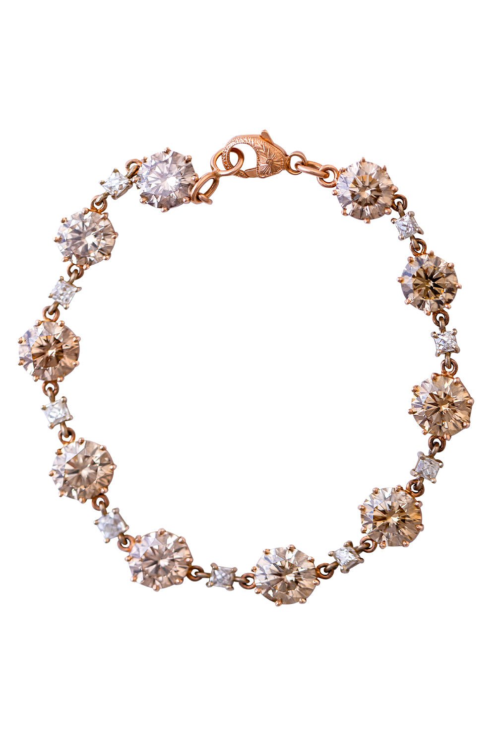 SYLVA & CIE-Champagne Diamond Tennis Bracelet-ROSE GOLD