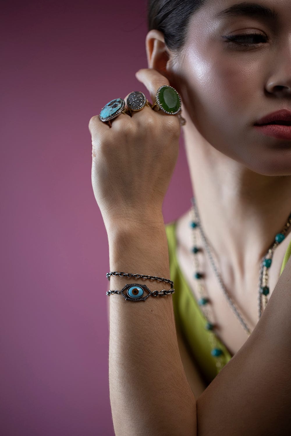 SYLVA & CIE-Double Wrap Evil Eye Bracelet-SILVER